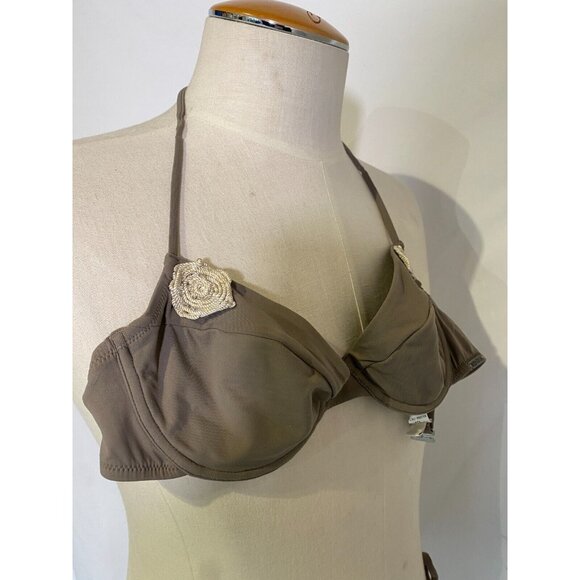 KENZO Tan Nude Two Piece Bikini Set Top Sz 34C + Bottom Sz 12 Bathing Suit - Picture 2 of 16